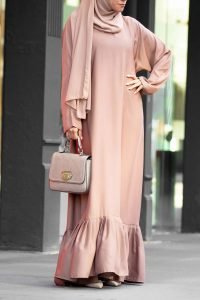 أجمل عبايات ملونة 2021- بيج روزيت - زهر فاتح