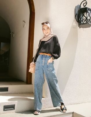 أجمل موديلات بنطال واسع - موديل محجبة