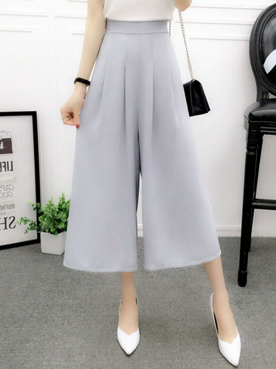 أجمل موديلات بنطال واسع - رمادي - فضفاض