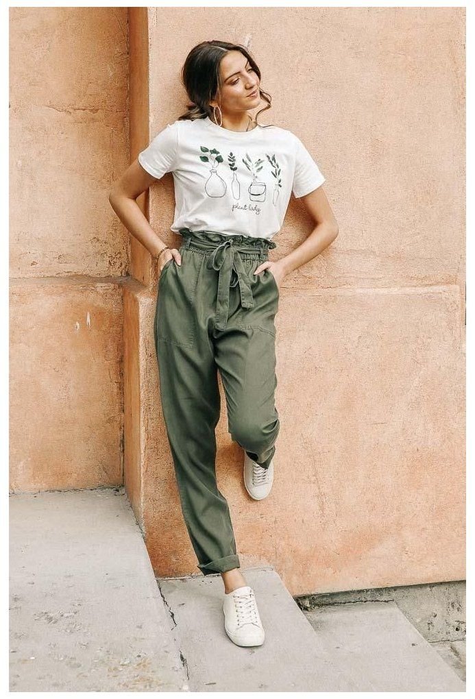 أجمل موديلات بنطال واسع- زيتي - بنطال زيتي واسع 