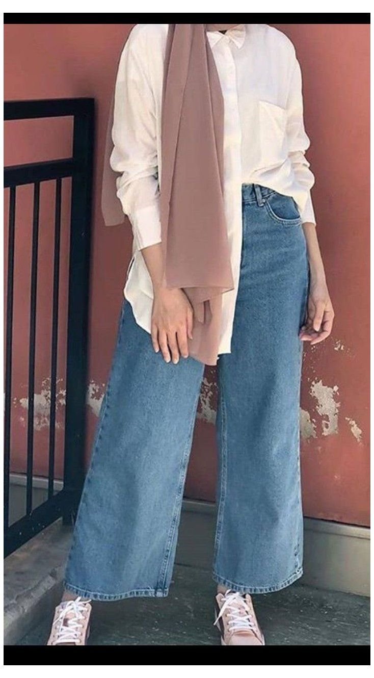 أجمل موديلات بنطال واسع - بنطلون واسع للمحجبات